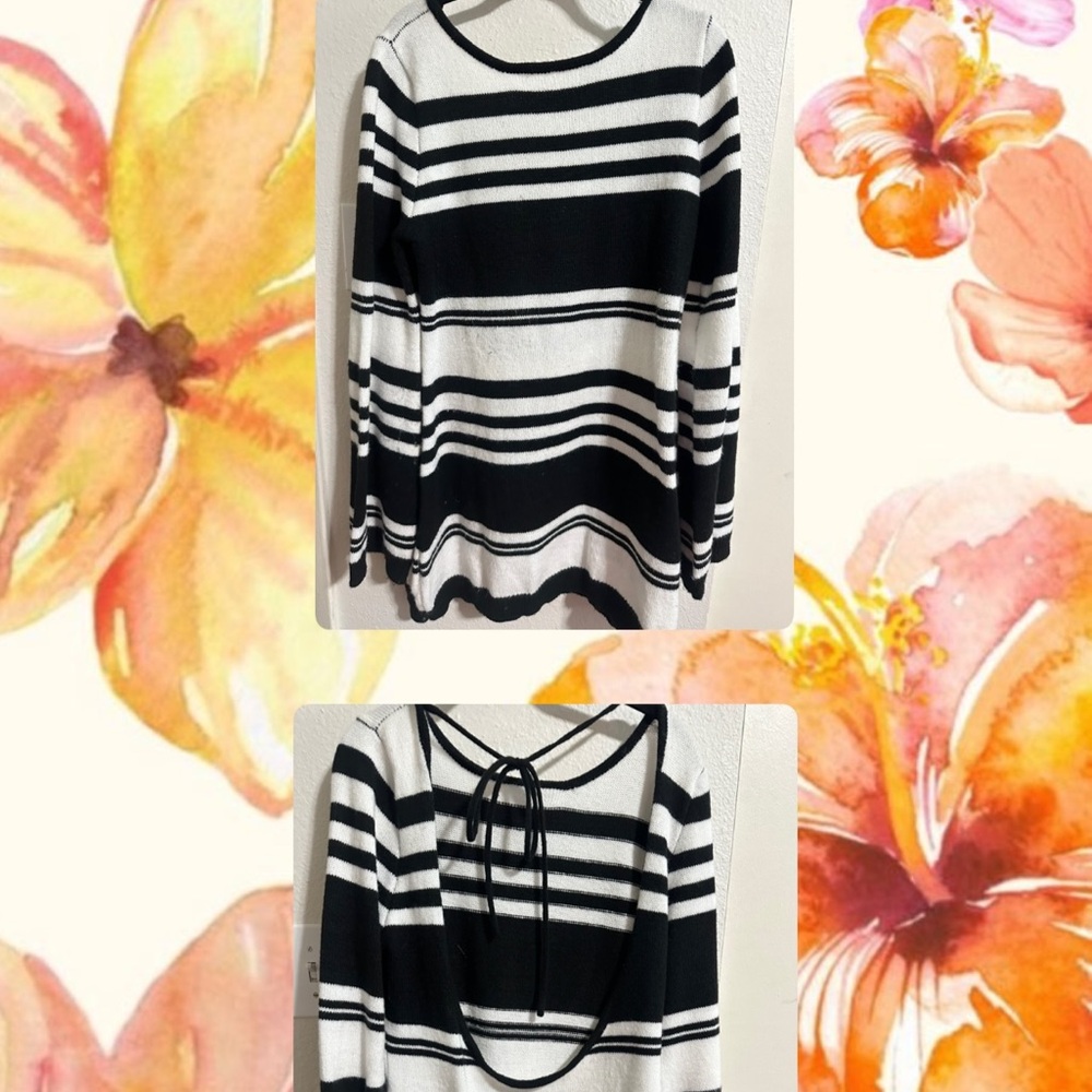 Striped Black and White Women's mini dress